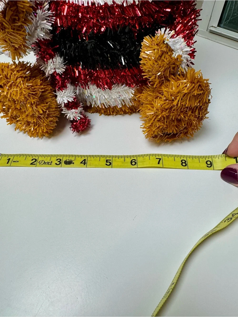 Large Tinsel Bear Holiday Figurine - Brown & Red